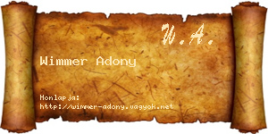 Wimmer Adony névjegykártya
